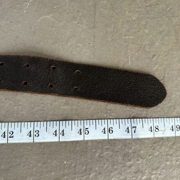 Vintage 90s Grunge Punk Leather Nickel Buckle Leather Belt - Dark Brown, 40” - Picture 8 of 9